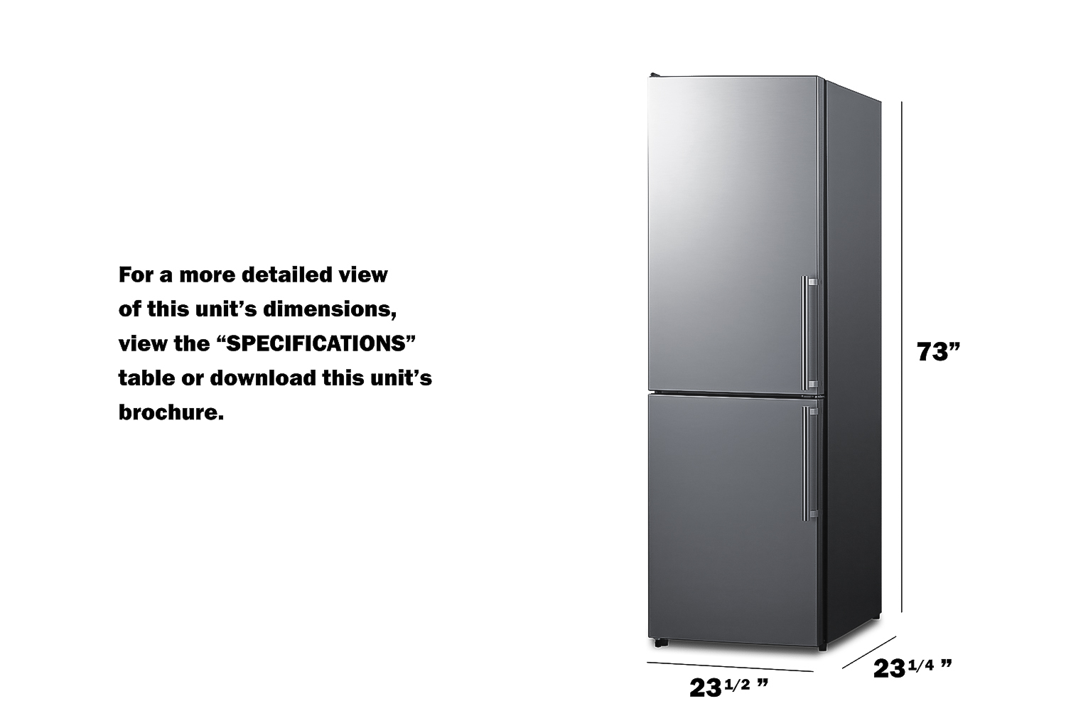 ENERGY STAR certified bottom freezer refrigerator in a stainless steel look with digital controls and a counter depth fit